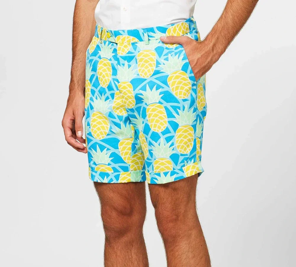 OppoSuits Pineapple Prince Shorts Men's Medium Pockets Tropical Maximalism